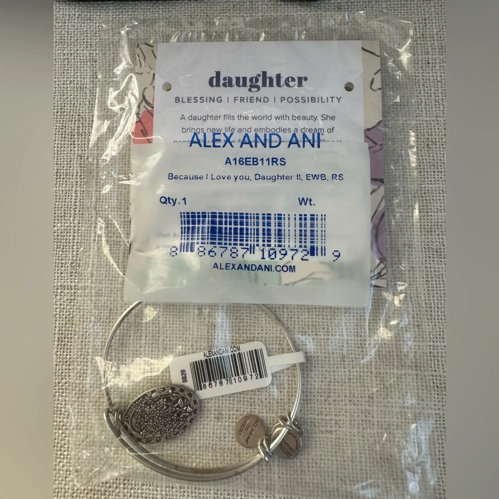 NWT ALEX AND ANI Lilac Daughter Charm Bracelet NEW Because I Love You Bangle